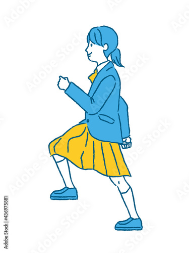 登る女子学生のイラスト