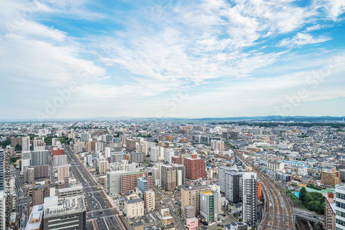 Obraz na plátně city skyline aerial view of Sendai in Japan