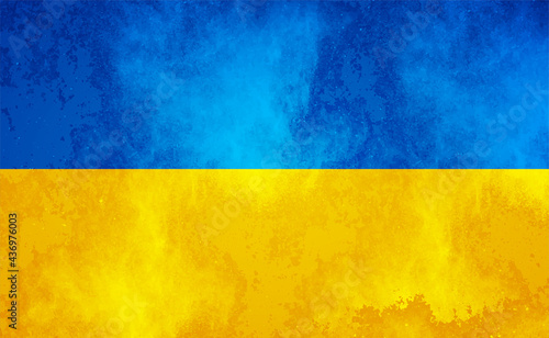 Watercolor texture flag of Ukraine. Creative grunge flag of Ukraine country with shining background