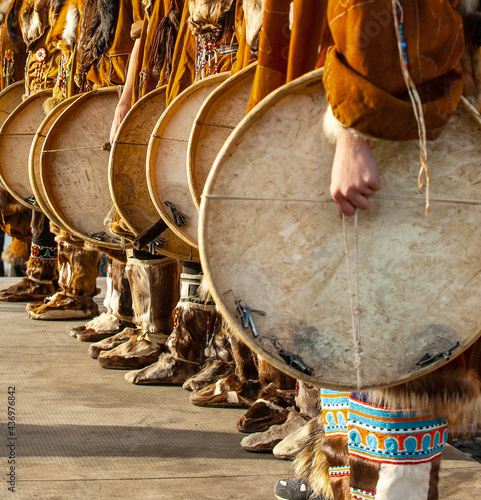 Принти на полотні Folk ensemble performance in dress of indigenous people of Kamchatka
