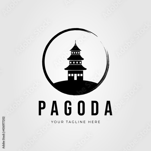 zen pagoda temple logo vector illustration design