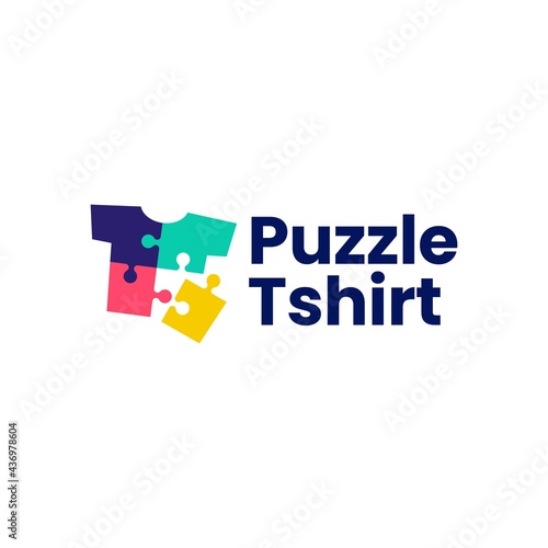 puzzle tee match t shirt logo vector icon illustration