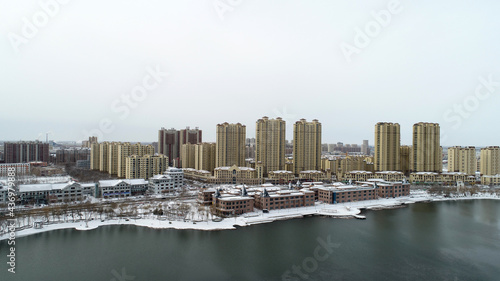 North China City snow, aerial photos