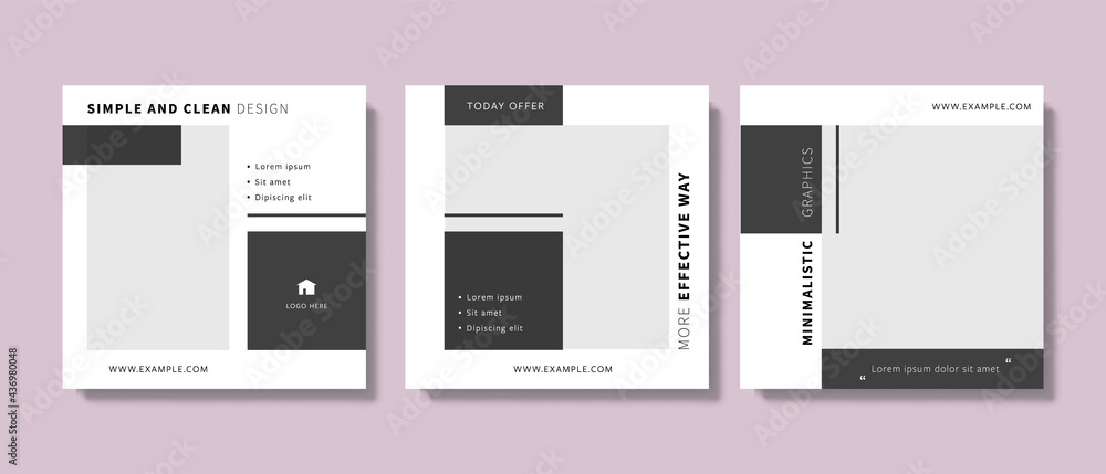 Editable clean social media layouts with minimalistic design, web template with place for photos, trendy graphics for business and model art, line, connection, simple shapes, minimalism Editable clean social media layouts with minimalistic design, web template with place for photos, trendy graphics for business and model art, line, connection, simple shapes, minimalism