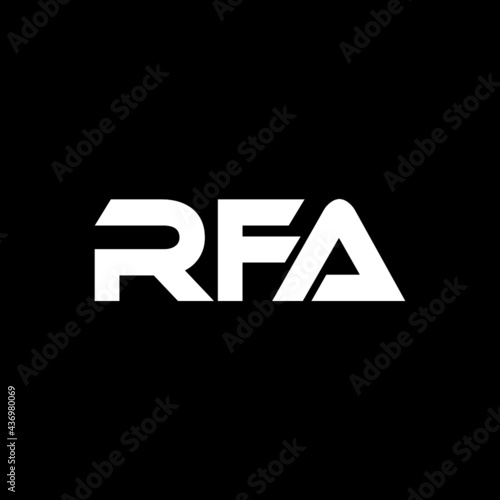 RFA letter logo design with black background in illustrator, vector logo modern alphabet font overlap style. calligraphy designs for logo, Poster, Invitation, etc.