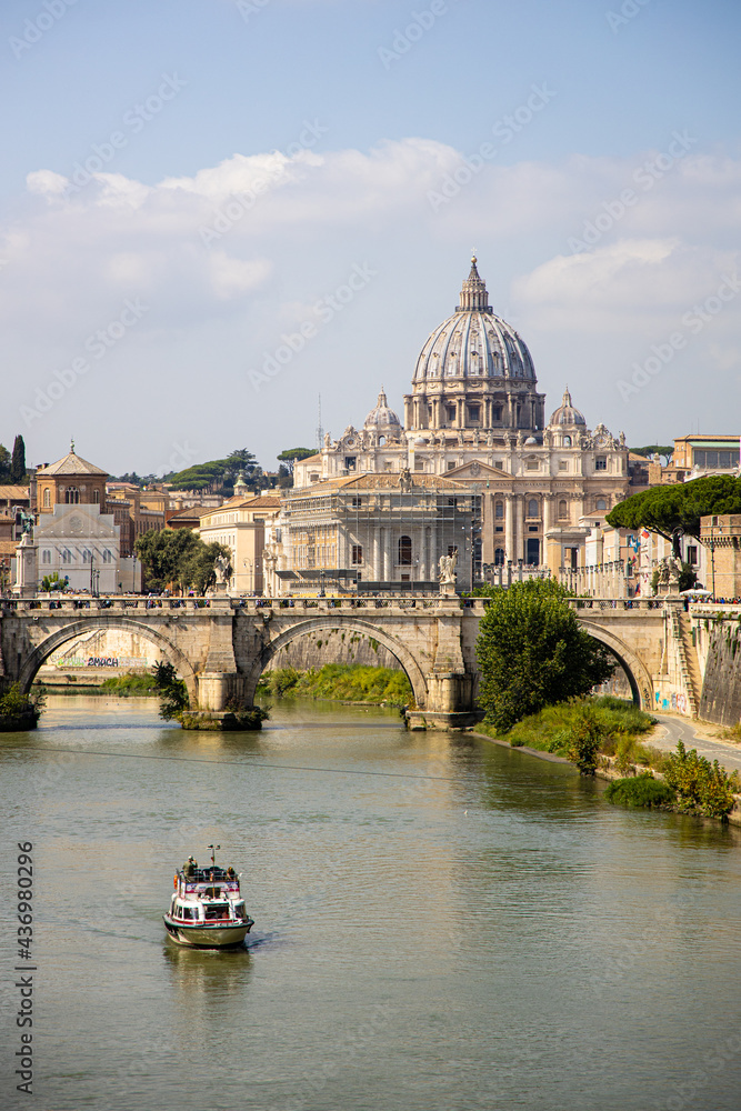St Peters basilica on the River Tiber in Rome, Italy