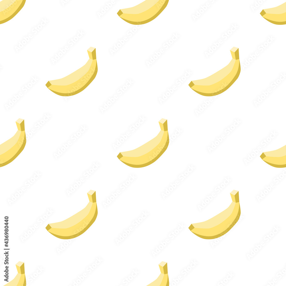 Creative banana seamless pattern on white background in flat style. Vector illustration. Clean graphic design. 