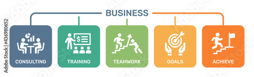 Business teamwork icon set. Simple vector illustration