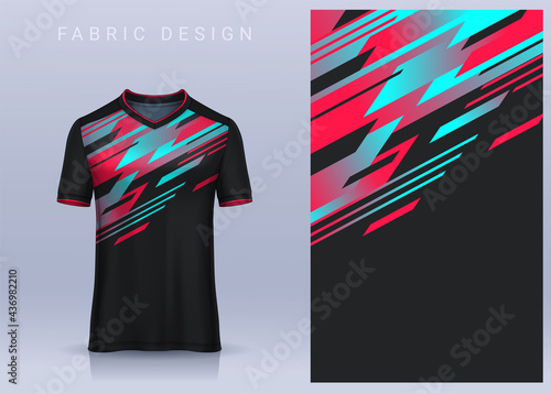 Fabric textile design for Sport t-shirt, Soccer jersey mockup for football club. uniform front view.