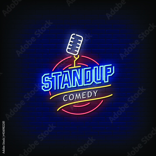 Stand Up Comedy Neon Signs Style Text Vector