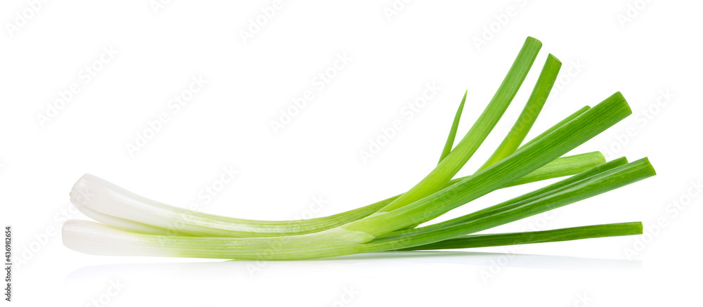 Green onion isolated on white background - obrazy, fototapety, plakaty 