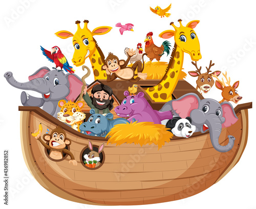 Animal on Noah's ark isolated on white background