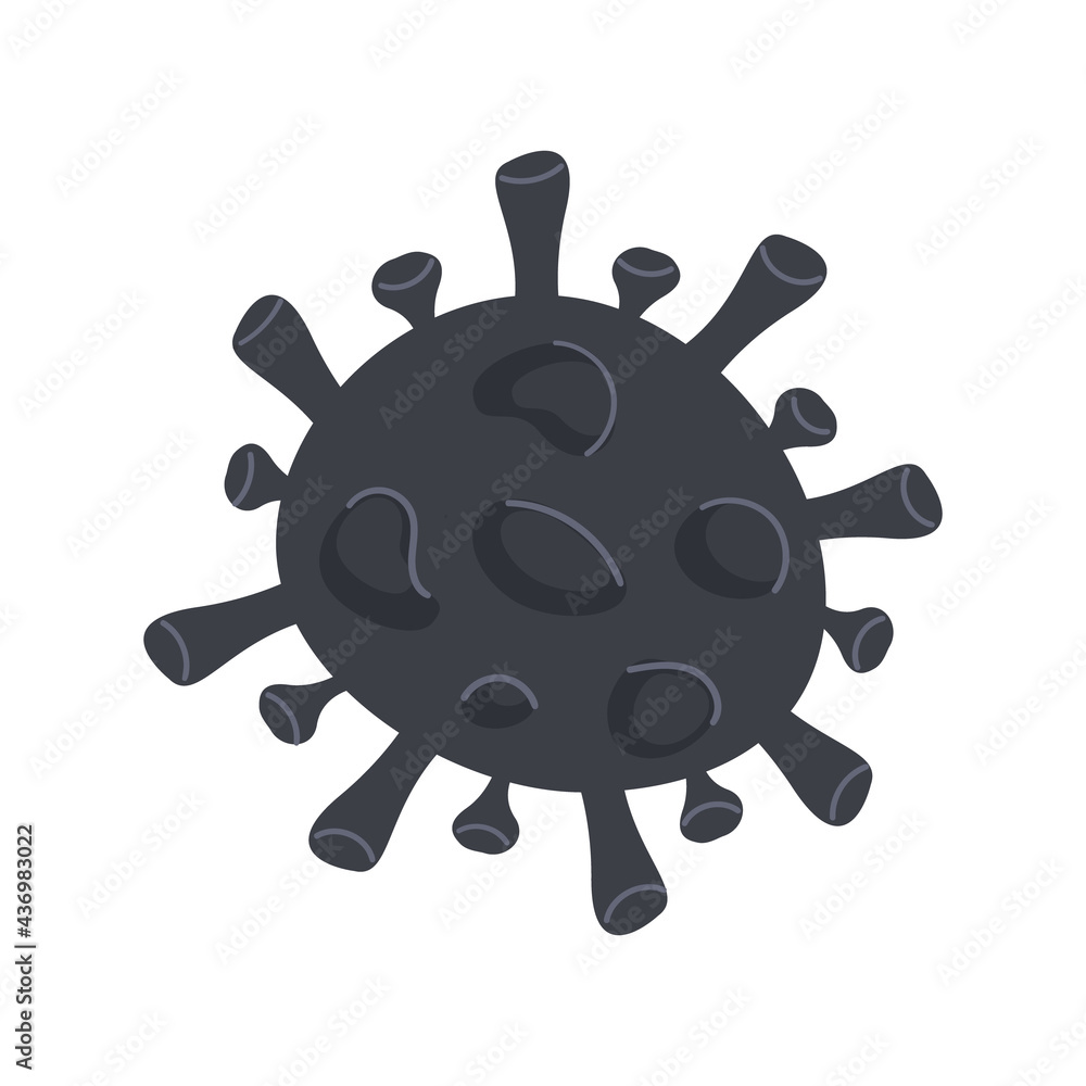 Black Mold Bacteria. Toxic mould stain in microscope. Black Fungus Outbreak in India. Mucormycosis disease. Vector icon in flat cartoon style isolated on white background. Black Mold Bacteria. Toxic mould stain in microscope. Black Fungus Outbreak in India. Mucormycosis disease. Vector icon in flat cartoon style isolated on white background.
