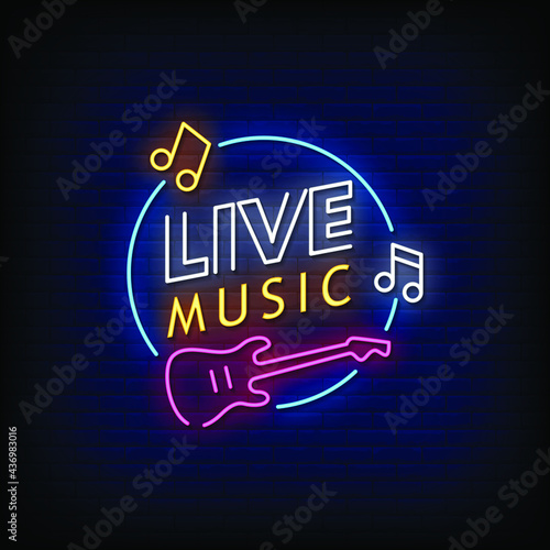 Live Music Neon Signs Style Text Vector