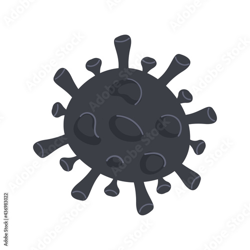 Black Mold Bacteria. Toxic mould stain in microscope. Black Fungus Outbreak in India. Mucormycosis disease. Vector icon in flat cartoon style isolated on white background.