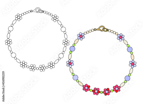 Handmade bracelet made of multicolored beads. Beading.