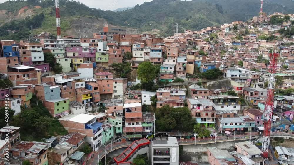 Vibrant and trendy tourism spot, Comuna Thirteen favela in Medellin, Colombia Vibrant and trendy tourism spot, Comuna Thirteen favela in Medellin, Colombia