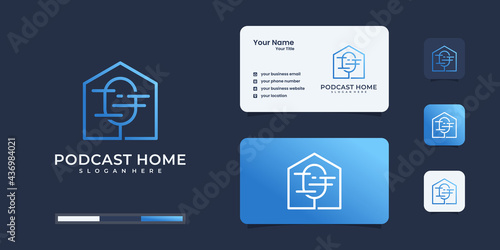 Creative podcast with homes logo inspiration business card design