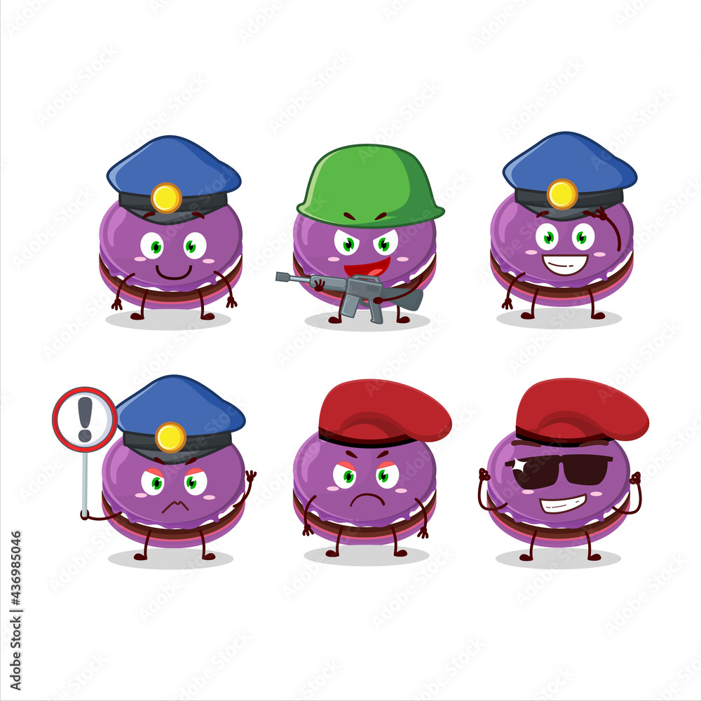 A dedicated Police officer of grapes dorayaki mascot design style A dedicated Police officer of grapes dorayaki mascot design style