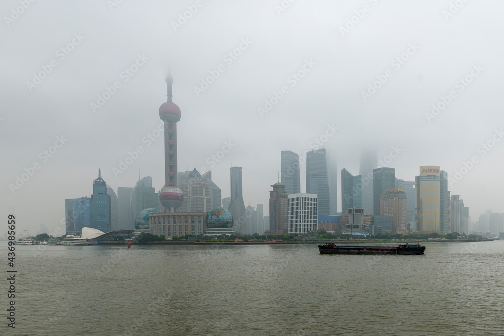 Pudong District of Shanghai in Fog