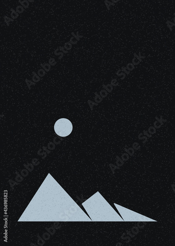 Geometric Mountains silhouette landscape art poster illustration