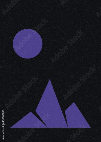 Geometric Mountains silhouette landscape art poster illustration