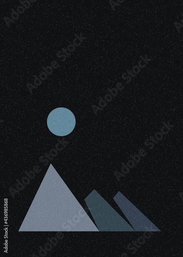 Geometric Mountains silhouette landscape art poster illustration