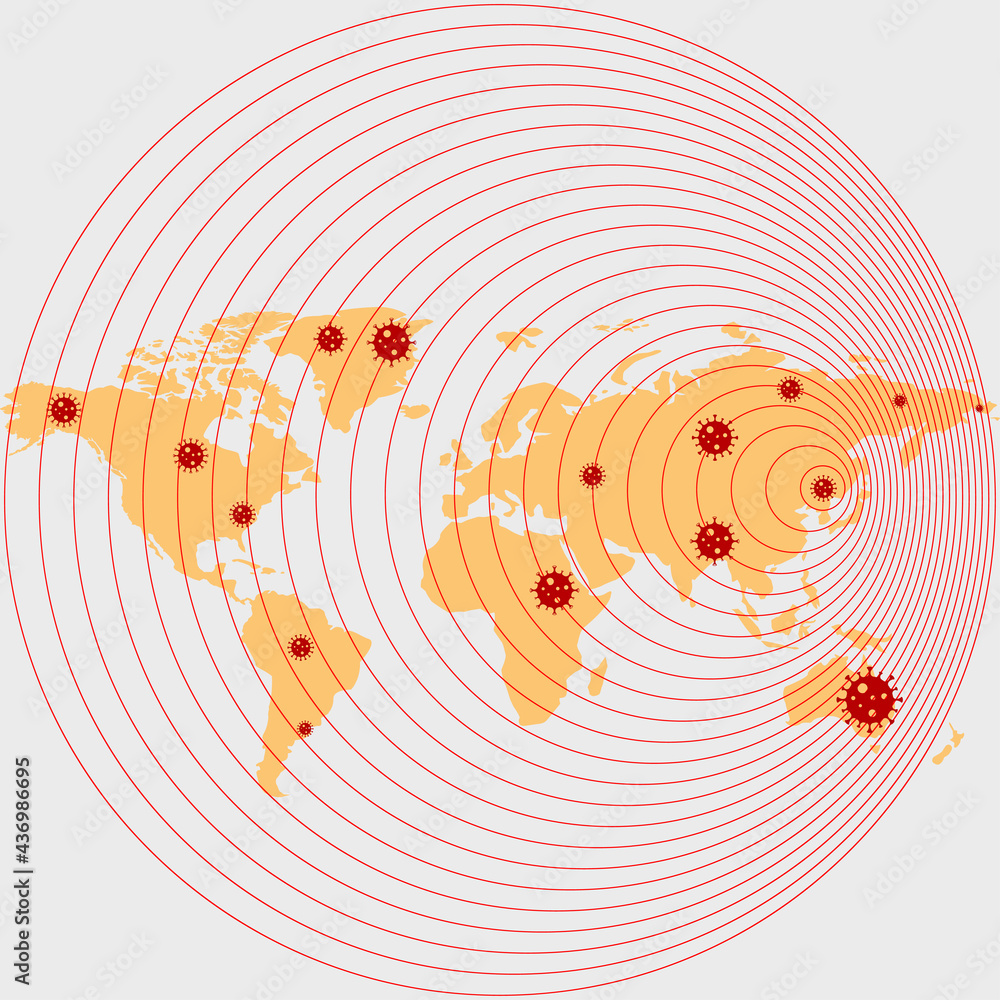 Illustration of the spread of the virus around the world. Coronavirus ...