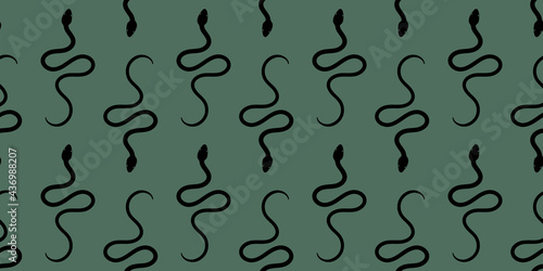 Black and green snake seamless repeat pattern background