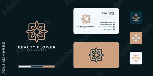 Flower logo design with line art style. logos can be used for spa, beauty salon, decoration, boutique.	