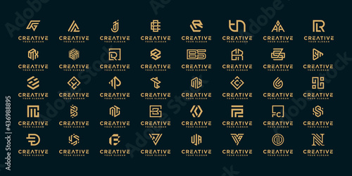 Set of abstract initial a to z monogram logo design