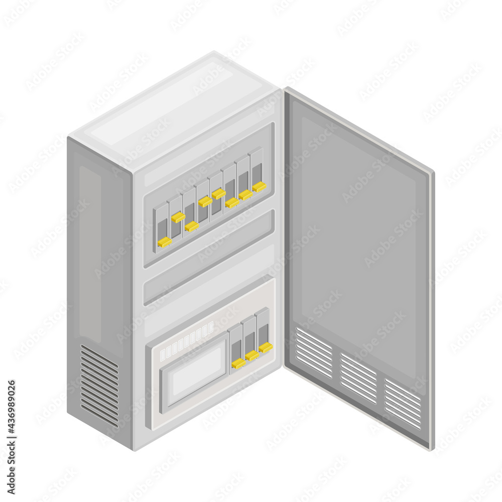 Electric Switchboard or Cabinet as Power Object Isometric Vector Illustration Electric Switchboard or Cabinet as Power Object Isometric Vector Illustration