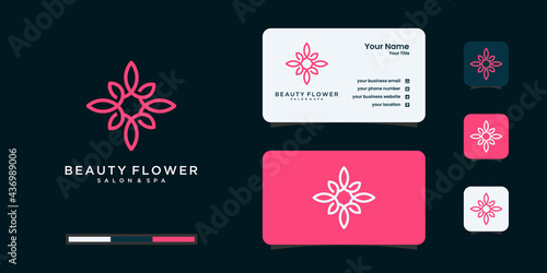 Flower logo design with line art style. logos can be used for spa, beauty salon, decoration, boutique.	