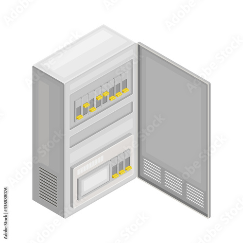 Electric Switchboard or Cabinet as Power Object Isometric Vector Illustration