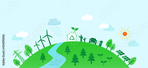 green environment, clean energy, renewable resources, save the planet, Eco friendly concept illustration
