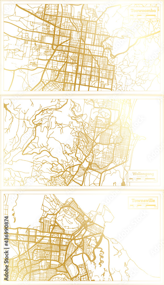 Wollongong, Townsville and Toowoomba Australia City Map Set. Wollongong, Townsville and Toowoomba Australia City Map Set.