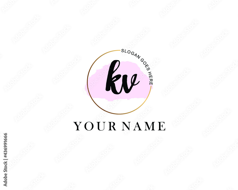 Initial KV Handwriting monogram logo Vector Stock Vector | Adobe Stock