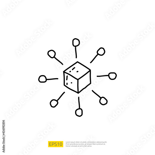 Artificial intelligence AI concept with algorithm and data filter or analysis for engineering, development, brainstorming sign. Hand drawn doodle icons vector illustration