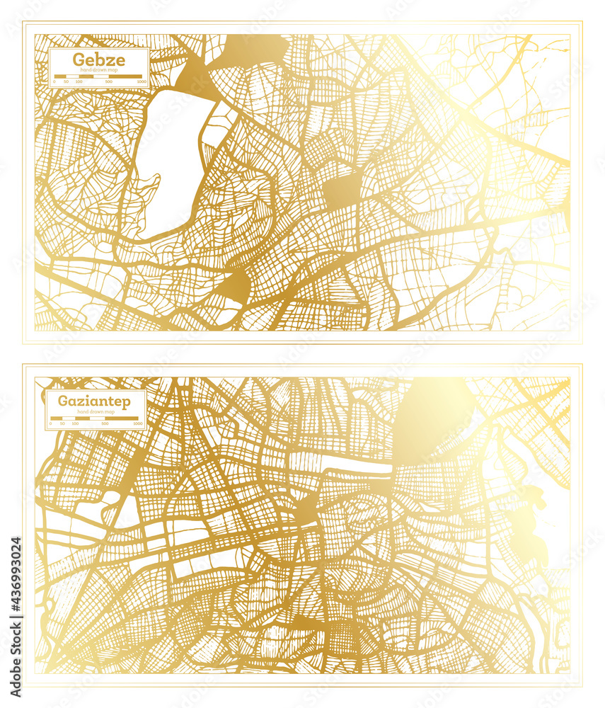 Gaziantep and Gebze Turkey City Map Set. Gaziantep and Gebze Turkey City Map Set.