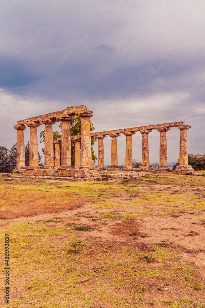 Temple of Hera from 6 century BC, archaeological site near Bernalda, Italy