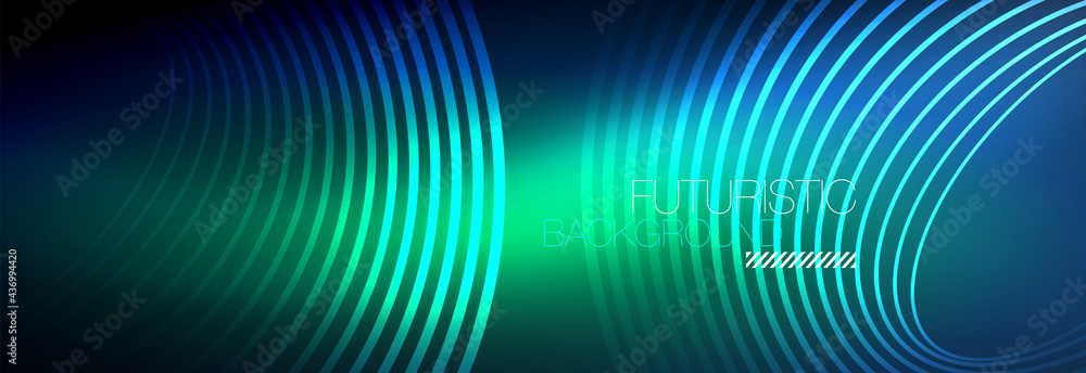 Dark abstract background with glowing neon circles. Trendy layout template for business or technology presentation, internet poster or web brochure cover, wallpaper Dark abstract background with glowing neon circles. Trendy layout template for business or technology presentation, internet poster or web brochure cover, wallpaper