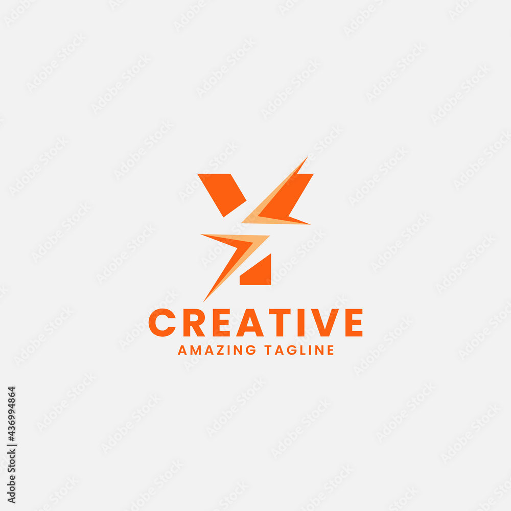 Orange Negative Space Flash on Letter Y Monogram Initial Logo in White Background Orange Negative Space Flash on Letter Y Monogram Initial Logo in White Background