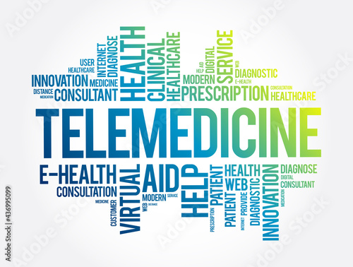 Telemedicine word cloud collage, health concept background