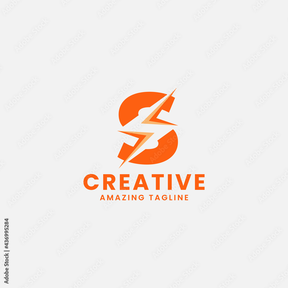 Orange Negative Space Flash on Letter S Monogram Initial Logo in White Background Orange Negative Space Flash on Letter S Monogram Initial Logo in White Background