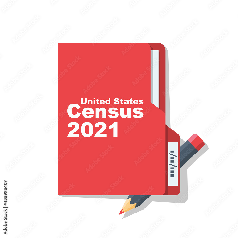 Census 2021. The process of collecting and analyzing population demographic data. Folder with documents and a pencil. Vector illustration flat design. Isolated on white background.