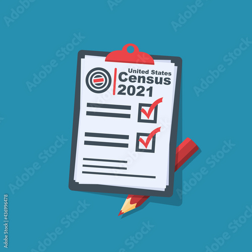 Census 2021. The process of collecting and analyzing population demographic data. Folder with documents and pencil. Vector illustration flat design. Isolated on background.