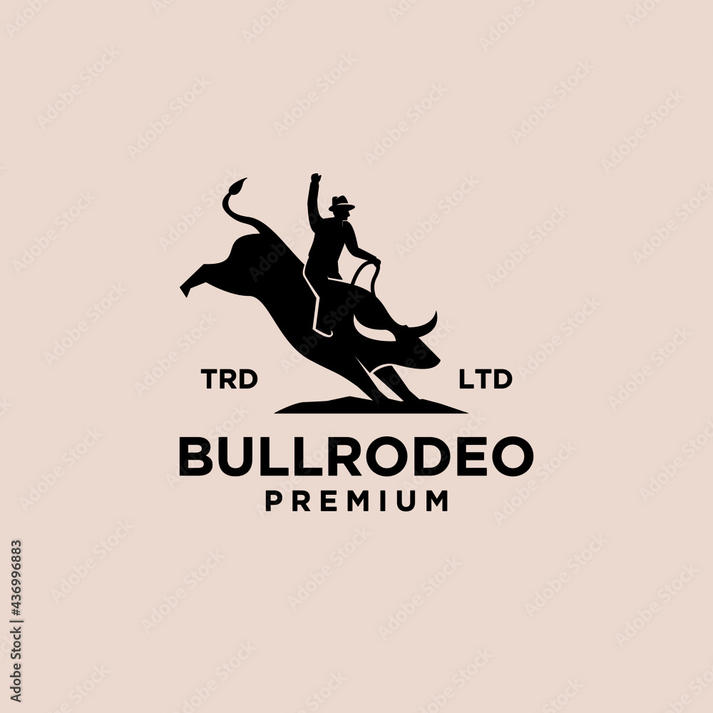 Naklejka premium bull rodeo vintage logo icon illustration Premium Vector
