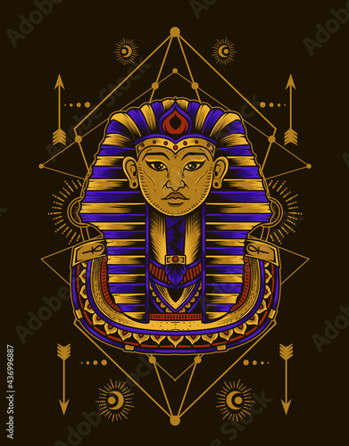 illustration egypt king with sacred geometry
