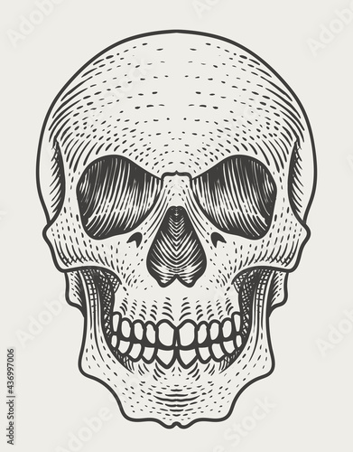illustration skull head with engraving style © Bayu