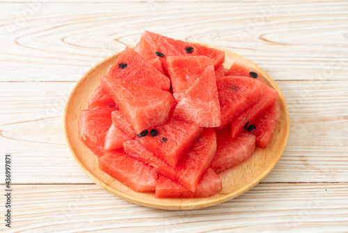 fresh watermelon sliced on plate